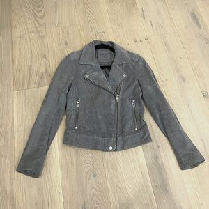 Blank NYC Women's Grey Suede Leather Biker Jacket